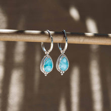 Load image into Gallery viewer, Wind and Soul Earrings Larimar Hoops
