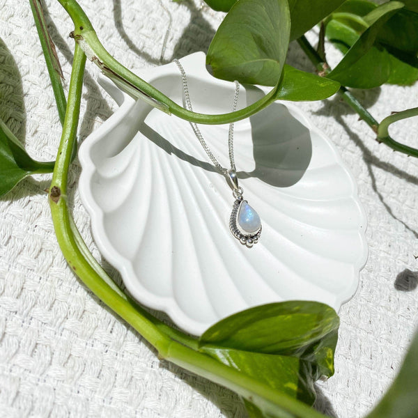 Wind and Soul Moonstone Droplet Necklace