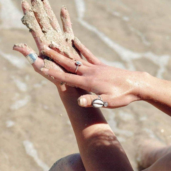 Wind and Soul Rings Cowrie Moonstone Ring