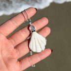 Scallop Shell Necklace - White Moonstone