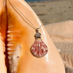 Scallop Shell Necklace - Pink Sunset Rose Quartz