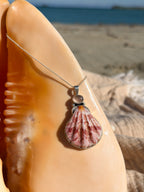 Scallop Shell Necklace - Pink Sunset Rose Quartz