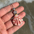 Scallop Shell Necklace - Pink Sunset Rose Quartz