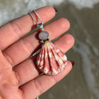 Scallop Shell Necklace - Pink Sunset Rose Quartz