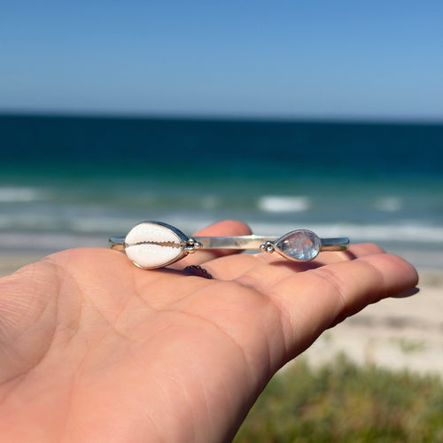 Cowrie Moonstone Cuff