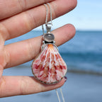 Scallop Shell Necklace - Pink Sunset Rose Quartz
