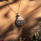 Scallop Shell Necklace - White and Pink Larimar