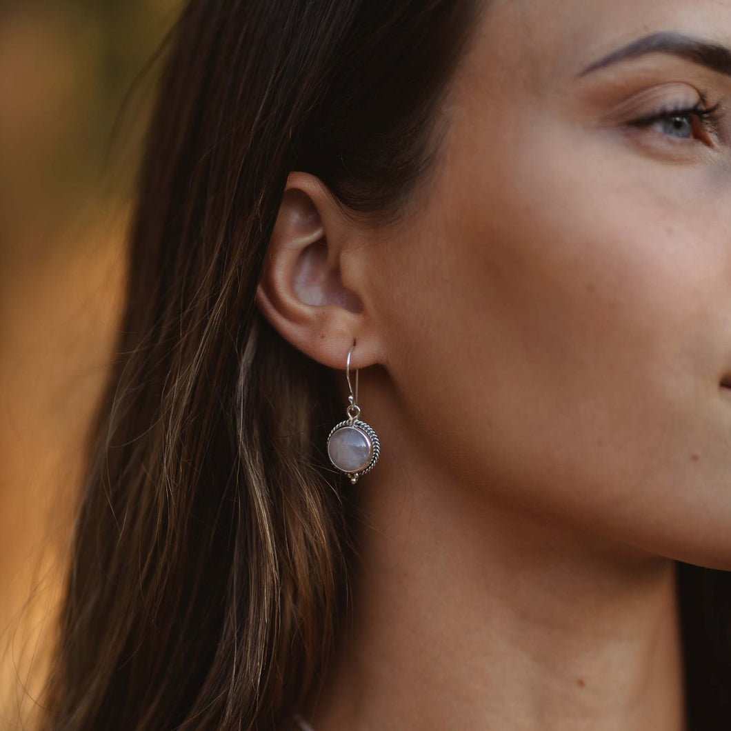 Rose quartz drop earrings discount