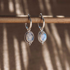 Wind and Soul Earrings Moonstone Hoops
