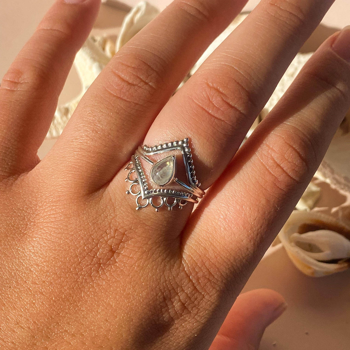 Montone Rang Boho Stacker Ring Collection | Lani Moonstone Ring – Wind and Soul