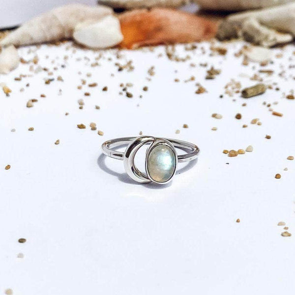 Wind and Soul Rings Crescent Moonstone Ring