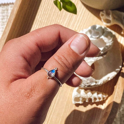 Wind and Soul Rings Droplet Moonstone Ring