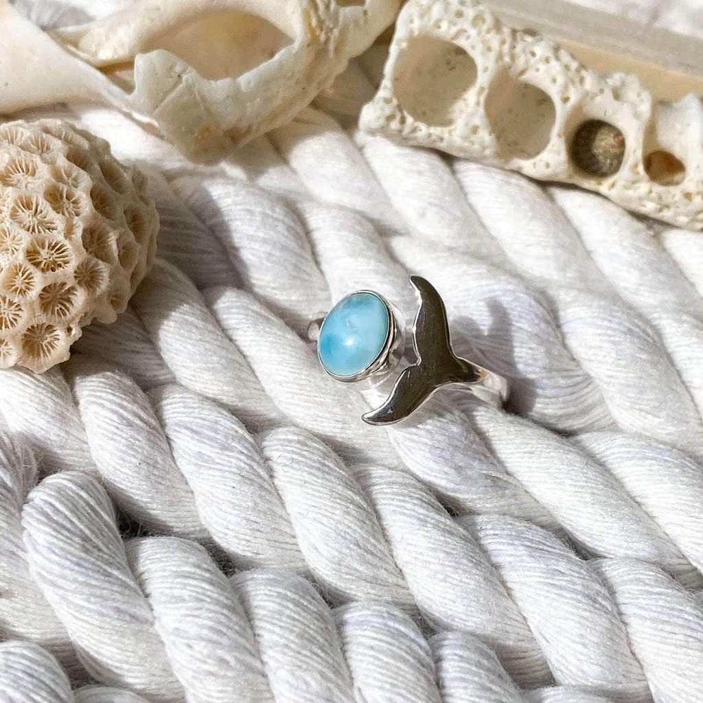 Wind and Soul Rings Larimar Whale Ring